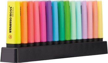 Stabilo BOSS ORIGINAL Highlighter Deskset 9 x Neon and 6 x Pastel BOSSHIGH9NEON