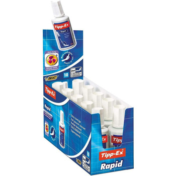 Tipp-Ex Pack of 10 Rapid Correction Fluid Bottle 20ml White 8859926