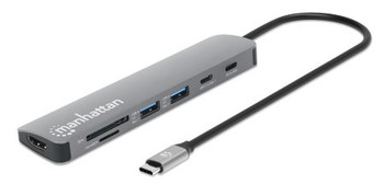 Manhattan Usb-C Dock/Hub With Card Reader Ports X5: Hdmi Usb-A X2 And Usb-C X2 W 190442