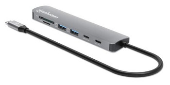 Manhattan Usb-C Dock/Hub With Card Reader Ports X5: Hdmi Usb-A X2 And Usb-C X2 W 190442