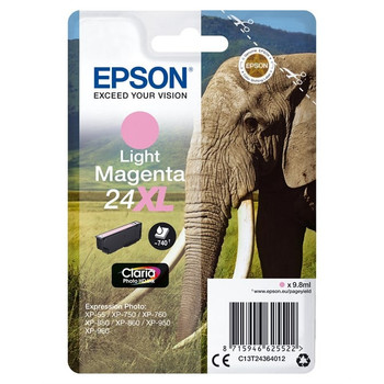 Epson Elephant Singlepack Light Magenta 24XL Claria Photo HD Ink C13T24364012