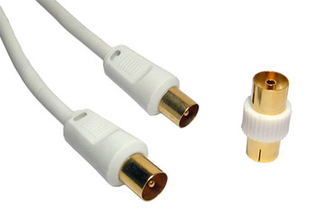 Cables Direct 10m TV Cable with Female Coupler - White 2TV-10