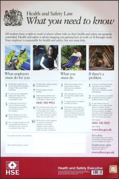 Health & Safety Law Poster Pvc White Size 420X594MM BSSHSE01