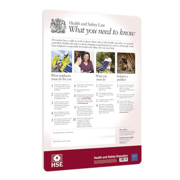 Health & Safety Law Poster Pvc White Size 420X594MM BSSHSE01