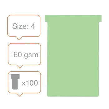 Nobo T-Cards Size 4 Pack of 100 Light Green 32938924 32938924