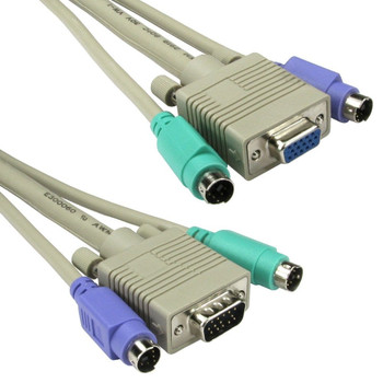 Cables Direct 10m 2x M-M PS/2 & 1x SVGA M-F KVM Cable EX-555