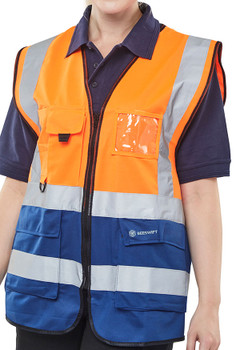Beeswift Hi-Vis Two Tone Executive Id Vest Orange / Navy Size L HVWCTTORNL