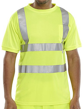 Beeswift Crew Neck Hi-Vis Short Sleeve T-Shirt Saturn Yellow Size M BSCNTSENSYM