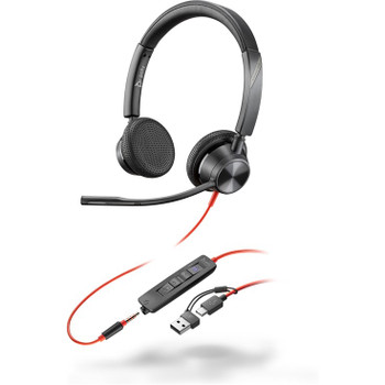 POLY Blackwire 3325 Stereo Microsoft Teams Certified USB-C Headset +3.5mm Plug + 8X222AA