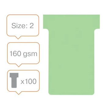 Nobo T-Cards Size 2 Pack of 100 Light Green 32938902 32938902