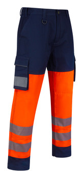 Beeswift Guardian Hi-Vis Safety Combat Trousers Orange / Navy Size 50 HVTR01ORN50