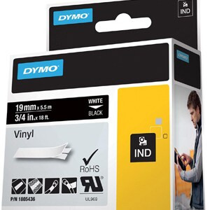 Dymo Ind Vinyl Labels White On Black Multicolour Vinyl40 80 ??C Ul 969 Dymo 1805436