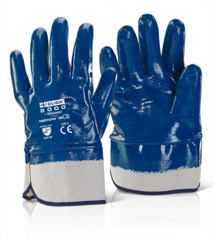 Beeswift Nitrile Safety Cuff Fully Coated Heavy Weight Gloves Blue Size 9 NSCFCHWN09