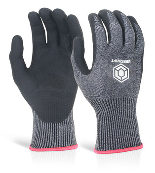 Beeswift Micro Foam Nitrile Cut Level 5 Gloves Black Size XL KS5XL