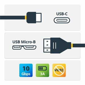 Startech 0.5M Usb C To Micro Usb Cable M/M Usb 3.1 Cable 10Gbps Usb 3.1 Type C T USB31CUB50CM