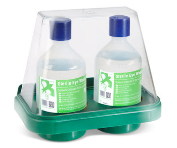 Click Medical Double Wall Mount Eyewash Stand With 2 X Bottles Clear CM0702