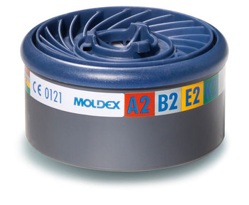 Moldex 9800 A2B2E2K2 Gas Filter for Series "7000 Plus 9000" Easy Lock - White (8-Piece) MOL9800