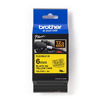 Brother TZEFX611 Black on Yellow TZEFX611