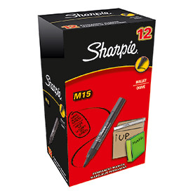 Sharpie S0192584 M15 Permanent Marker Bullet Tip Black Box of 12 S0192584