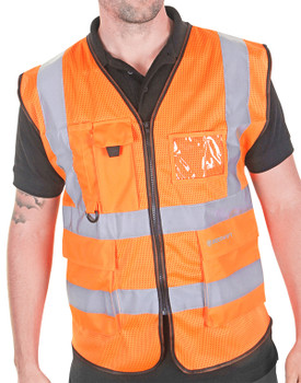 Beeswift Hi-Vis Executive Mesh Vest Orange Size M HVMWEXECORM