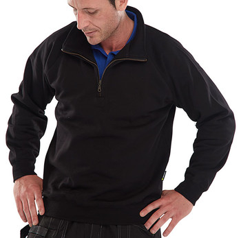 Beeswift Quarter Zip Sweatshirt Black Size 3XL CLQZSSBL3XL