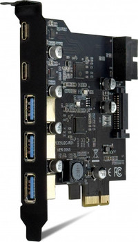 Quiet Pc PCIe to 3x Type-A and 2x Type-C USB Card with USB header QPC-USB-CARD-3A-2C