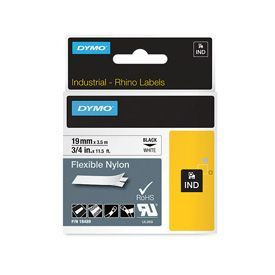 Dymo 18489 19mm x 3.5m Black On White Flexible Nylon Tape 18489