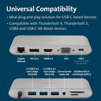 Kensington UH1440P USB-C 5Gbps Dual Video Driverless Mobile Dock 85W K33853WW