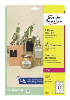 Avery T3002-10 Zweckform Printable Durable T3002-10