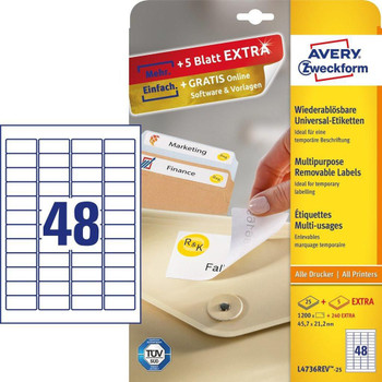 Avery L4736REV-25 L473625 Self-Adhesive Label L4736REV-25
