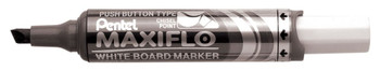 Pentel Maxiflo 12 Pack Black Whiteboard Marker Chisel Tip 1.5-6.2mm Line MWL6AO