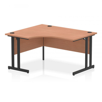 Dynamic Impulse 1400mm Left Crescent Desk Beech Top Black Cantilever Leg MI003197