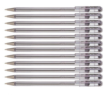 Pentel Superb 12 Pack Black Ballpoint Pen 0.7mm Tip 0.25mm Line BK77A