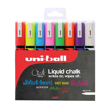 uni-ball 8 Pack Assorted Colours Chalk Markers Medium Tip 1.8-2.5mm 153494341