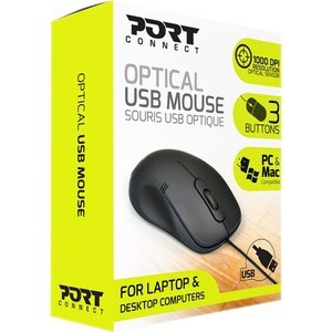 Port Designs Port Travel Mouse Usb Type A Optical 3 ButtonS Black 1 Cable 1000 D 900400-PRO