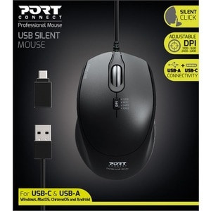 Port Designs Port Mouse Usb Type A Optical 3 ButtonS Black 1 Cable 3600 Dpi Scro 900711