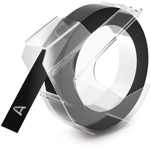Dymo Label Tape 9.40 Mm Width X 3.66 M Length Rectangle Glossy Black 1 Roll 520109