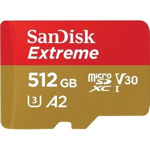 Sandisk Extreme 512 Gb Class 3/Uhs-I V30 Microsdxc 190 Mb/S Read 130 Mb/S Write SDSQXAV-512G-GN6MA