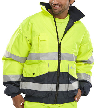 Beeswift Two-Tone Hi-Vis Europa Bomber Jacket Saturn Yellow / Navy Size M EBJSYNM
