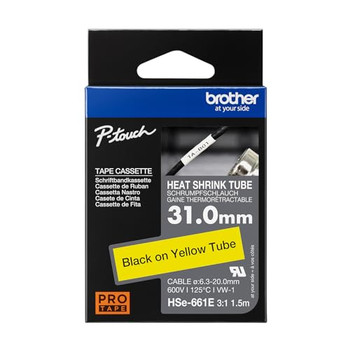 Brother HSE-661E 31mm Black on Yellow Heat Shrink Tube HSE661E