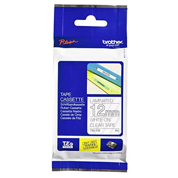Brother TZE135 White on Clear TZE135