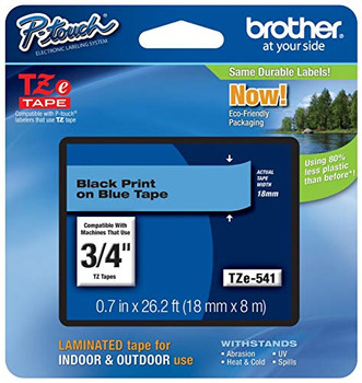 Brother TZE541 Black on Blue TZE541