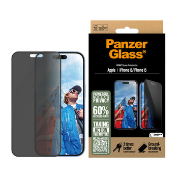 Panzerglass Glass Privacy Screen Protector for Apple Iphone 16 Clear for 15.5 Cm P2861