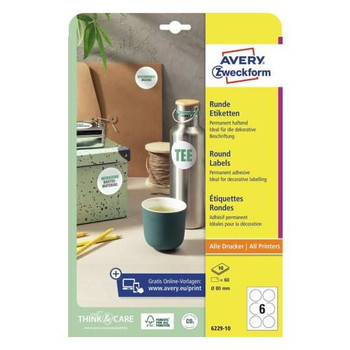 Avery 6229-10 Self-Adhesive Label Round 6229-10