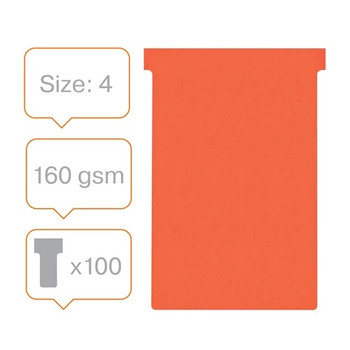 Nobo T-Cards Size 4 Pack of 100 Red 2004003 2004003
