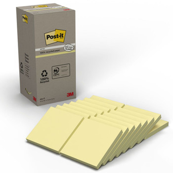 Post-it Pack of 16 Recycled Notes 76 mm x 76 mm Canary Yellow 7100172245