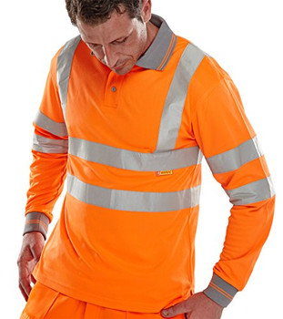 Beeswift Long Sleeve Hi-Vis Polo Shirt Orange Size XXXXL BPKSLSENOR4XL