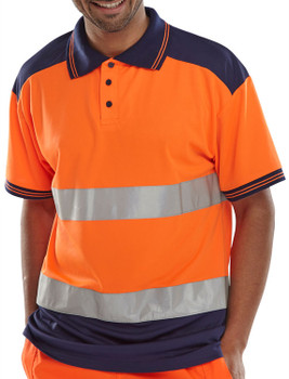 Beeswift Hi-Vis Two-Tone Polo Shirt Orange / Navy Size XXXL CPKSTTENORXXXL