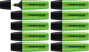 Stabilo BOSS ORIGINAL Highlighter Box of 10 Green BOSSHIGH10GRN