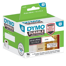 Dymo 2112285 LW Durable shelving label 25mm x 89mm Black on White 2112285